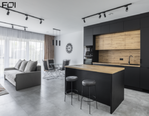 nowoczesna kuchnia w domu na wynajem